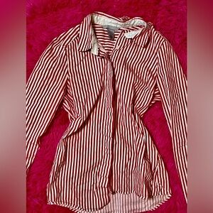 Striped tight fitting button up shirt